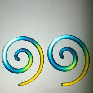 Blue and Yellow Spiral 10g earrings